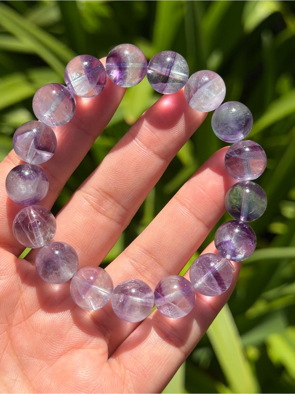 12mm stretchable banded purple fluorite bracelet 1585 - Picture 2 of 9